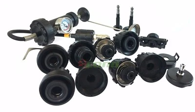 18pc Radiator Pump Pressure Cooling Leak Tester Gauge Kit w/ Caps & Thermometer