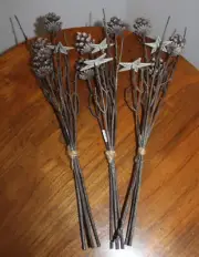 IKEA ARTIFICIAL DECORATIVE ARTIFICIAL BRANCHES w/ PINE CONES & STARS SET OF 3