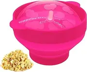 Generic Microwave Popcorn Bowl | Silicone, Hot Pink, Large-Scale Game Popcorn Bowl with Lid, BPA Free, Dishwasher Safe, Foldable, Recipe Book Included