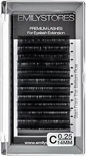 EMILYSTORES Eyelash Extensions 0.25mm Thickness C Curl Length 14mm Silk Mink Fake Eye Lashes In One Tray