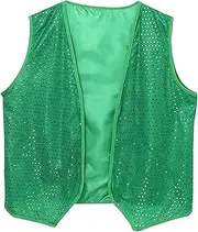 [koolsoo] ST Patricks Day Vest Sequin Vest for Prom Stage Show Party Supplies Fancy Dress