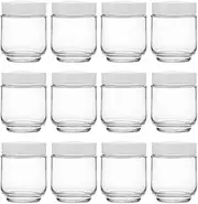 [Hedume] 12 Pack 6oz Clear Glass Jars with White Lids for Spices, Party Favors, Jams etc.
