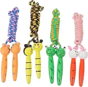 WHAMVOX 4pcs Skipping Rope Cartoon Jump Rope for Bee Brown Bear White Rabbit Frog Fun Exercise Equipment for Boys and Lightweight Durable Design
