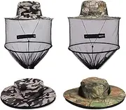 Head Net Hat, Sun Hat Bucket Hat with Hidden Net Mesh Mask, Protection from Insect Bug Bee Mosquito Gnats for Outdoor Lover Fishing Hiking Gardening Beekeeping Men or Women
