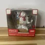 Coca Cola 2003 Pearlescent Collectible Christmas Ornament Polar Bear Chimney