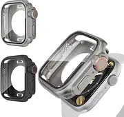 2 in 1 Waterproof Case Compatible with Apple Watch Series 10 46mm - 2 Pack Rugged Bumper Protector Turning into Ultra 2/1 Front Cover + Back Bumper with Tempered Glass