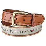 在飛比找遠傳friDay購物優惠-Tommy Hilfiger 男時尚織帶鑲嵌棕色皮帶【預購】