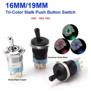 16/19mm Tri-Color LED RGB 1NO Toggle Switch Toggle Head Rocker Arm Switch 2Gears