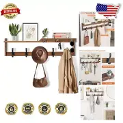 Sturdy 29-Inch Wall Coat Rack with Adjustable Hooks - Easy Install Rustic Design