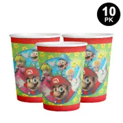 Mario Theme 250ml 9 OZ Paper Cups 10PK - Kids Birthday Party Tableware