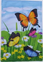 12x18 Butterflies Flowers Springtime Summertime Garden Pole Sleeved Flag 2 SIDED
