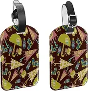 [WOSHJIUK] Luggage Tags,2 Pack Labels Suitcase Tags,Umbrella Floral cat,Luggage Tags Privacy Protection Travel Bag Tag