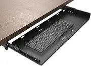 JINGCHENGMEI Sliding Keyboard Tray Under Desk, Pull-Out Keyboard and Mouse Tray, 27 x 9.8 inches Large Platform Slide-Out Computer Drawer for Typing, Metal, Black