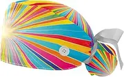 [YTYVAGT] 2-Pc,Gourd-Shaped Working Cap,Fisherman Hat with Buttons and Cotton Sweatband,Colorful Stripes and Light
