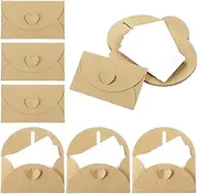 Mini Envelopes with Cards - 30 Sets of Small Envelopes Mini Set, 30 Blank Cards, Hemp Rope and 30 Small Kraft Paper Envelopes with Heart, for Gift Cards, DIY Thank You Cards