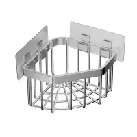 在飛比找蝦皮商城精選優惠-海綿免打孔浴室廚房置物架免釘三角形不銹鋼收納籃轉角瀝水架水槽