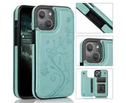For iPhone 13 Mini Leather Cover Wallet - Green