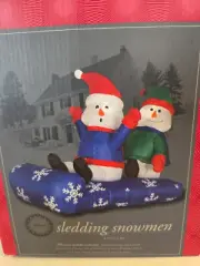 SLEDDING SNOWMEN 4 FT AIRBLOWN INFLATABLE TRIM A HOME HOLIDAY INDOOR/OUTDOOR