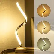 BASRAE Spiral Nightstand Lamps Modern LED Bedside Table Lamp,Bedroom Desk Lamp with 3 Colors Changing,Dimmable Night Table Light with Cable,Metal Warm Lighting for Living Room Indoor Home Decor