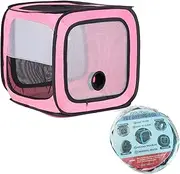 Pet Dog Cat Drying Box Waterproof Anti-Hair Flying Portable Cat Cage Kennel Portable Foldable Cat Drying Room Pet Dry Room Pet Hair Dryer Clean Grooming House Dryer Cage for Cats/Dogs. (Pink)