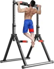 Foldable Power Tower Pull Up Bar Dip Station Adjustable Multifunction Workout,..