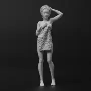 Unpainted 1/35 Resin Unassembled Bath Girl Miniatures Figure Model