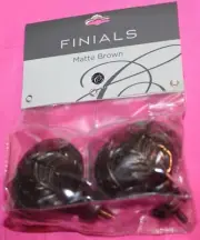 New Cambria Matte Brown "Leaf" finials (Set of 2)