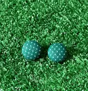 Handmade Button Earrings Stud Polka Dot Green Fabric Retro 80s Club Style NEW