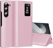 For Samsung Z Fold 6 Smart View Case, Wallet Smartphone Case, for Samsung Galaxy Z Fold 6 Mobile Phone Case Clear View, Mirror Flip, Card Slot Cover, Viewing Window, Galaxy Z Fold 6 5G Case Smart View
