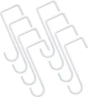 Llazsybz 8 Pack Fence Hooks, Pool Tool Holders, Portable Plant Hangers, Deck Hooks for Birdhouses, Wind Chimes, White 15cm, as described