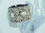 RARE HSN Macrame White Howlite SX Sterling emsBead Cuff Bracelet HUGE New Bx