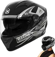 Dual Visor Motorcycle Headgear - Full Face Dual Lens Shield Street Motorcycle Headwear,Cycling Hat for Adults Men and Women for Motorcycles, Scooters & Mopeds
