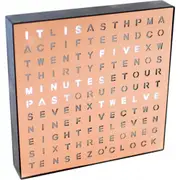 Led Light Up Word Clock Square Battery Powered Wall Hanging Bedside Copper