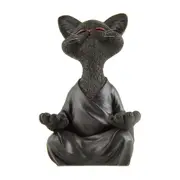 18cm Happy Cat Grey Buddha Figurine Meditation Yoga Collectible Home Decoration Ornament Crafts Gifts