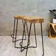 2x "Larkin" Bar Stools Ergonomic Design w Timber Top