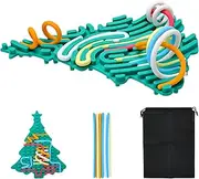 Sensory Activity Board,Silicone Fidget Toy for Autism,ADHD, Relief Stress,Double Side Calm Down Fidget Toys Kids 3+ Adults Activities for Travel,with Portable Box and 20 Strings (Christmas Tree)