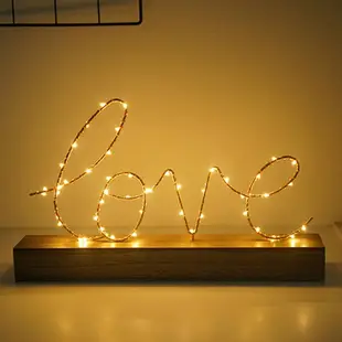 北歐金色鐵藝字母LOVE小夜燈 創意擺飾 氣氛燈