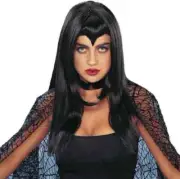 Widow's Peak Wig Vampire Gothic Fancy Dress Halloween Costume Accessory 2 COLORS