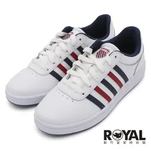 K-swiss COURT 紅白藍 皮革 休閒 運動鞋 男款 NO.B2429【新竹皇家 05585-130】