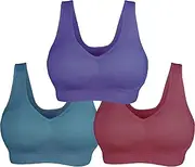 [AKAMC] Women's Removable Padded Sports Bras Medium Support Workout Yoga Bra 3 Pack