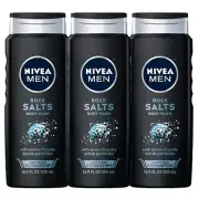 Nivea Men Deep Clean Rock Salts Body Wash, Exfoliating Rock Salt Body Wash, 3 Pa