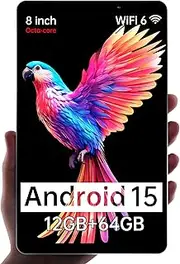 【2024 Newest Tablet】 M8 Android 14 Tablet 8 inch, 8 core CPU, 12GB+64GB，2TB Expandable, HD IPS Display, Wi-Fi 6, BT5.4, 5MP+8MP Dual Camera, 5100mAh Large Battery, Widevine L1, Kids Tablet PC, Gray