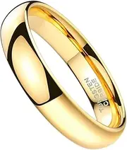 [VALICLUD] Gold Plated Ring 6mm Women's Fashion Ring Stacking Jewelry for Teen Girls Occasion Accessory