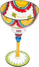 GRADENEVE -Painted Glassware Decorative Margarita Glasses for Cocktails and Desserts