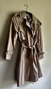 §398 BCBGMAXMAZARIA Double Breasted Gun Flap Belted TRENCH COAT Color Camel S