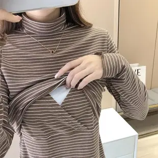 哺乳衣秋冬外出產后哺乳睡衣喂奶衣上衣高領月子服秋衣保暖內衣