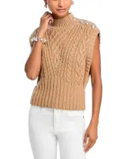 Veronica Beard Holton Wool Cable Knit Vest
