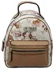 NEW GUESS Women's White Tan Pink Floral Logo Small Backpack Bag Handbag Purse