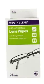 Flents Pre-Moistened Eye Glass LENS WIPES 20ct box Individually Wrapped