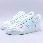 Custom Air Force 1 "Thin Colorful Outline" Rainbow White Shoes Mens Womens Kids